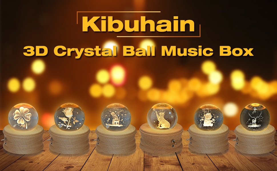 Kibuhain Music Box with 6 pattern: lucky clover, rose, prince, cat, panda, deer