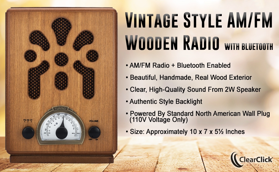 Retro Wooden Radio with Bluetooth